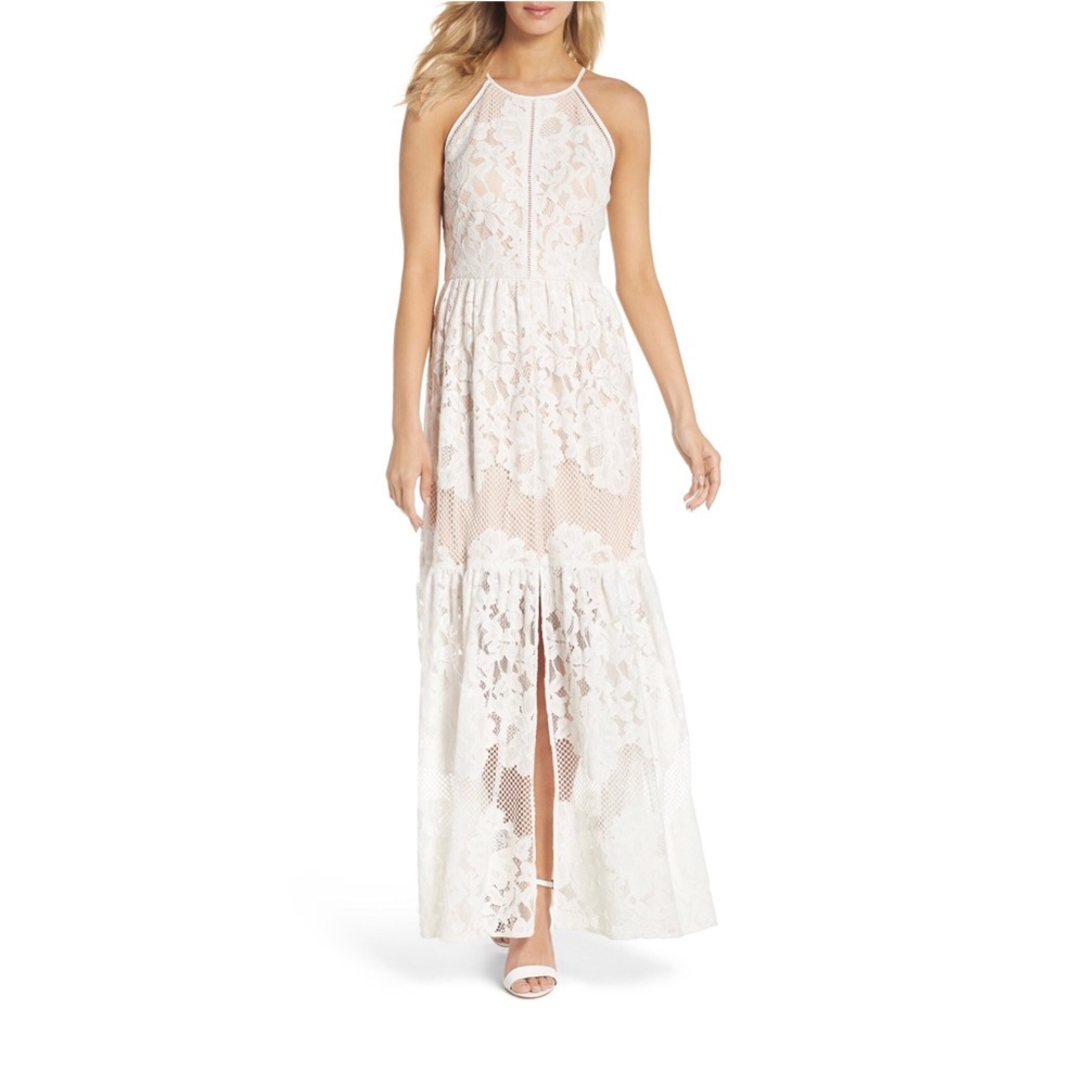 Eliza J Ivory Lace Maxi Dress, size 14